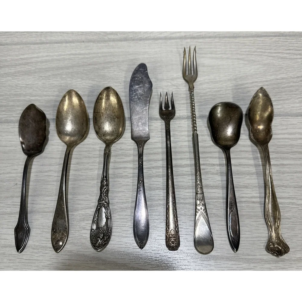 Silver Plate Flatware‎ (Set of 8) Assorted Manufacturers Vintage